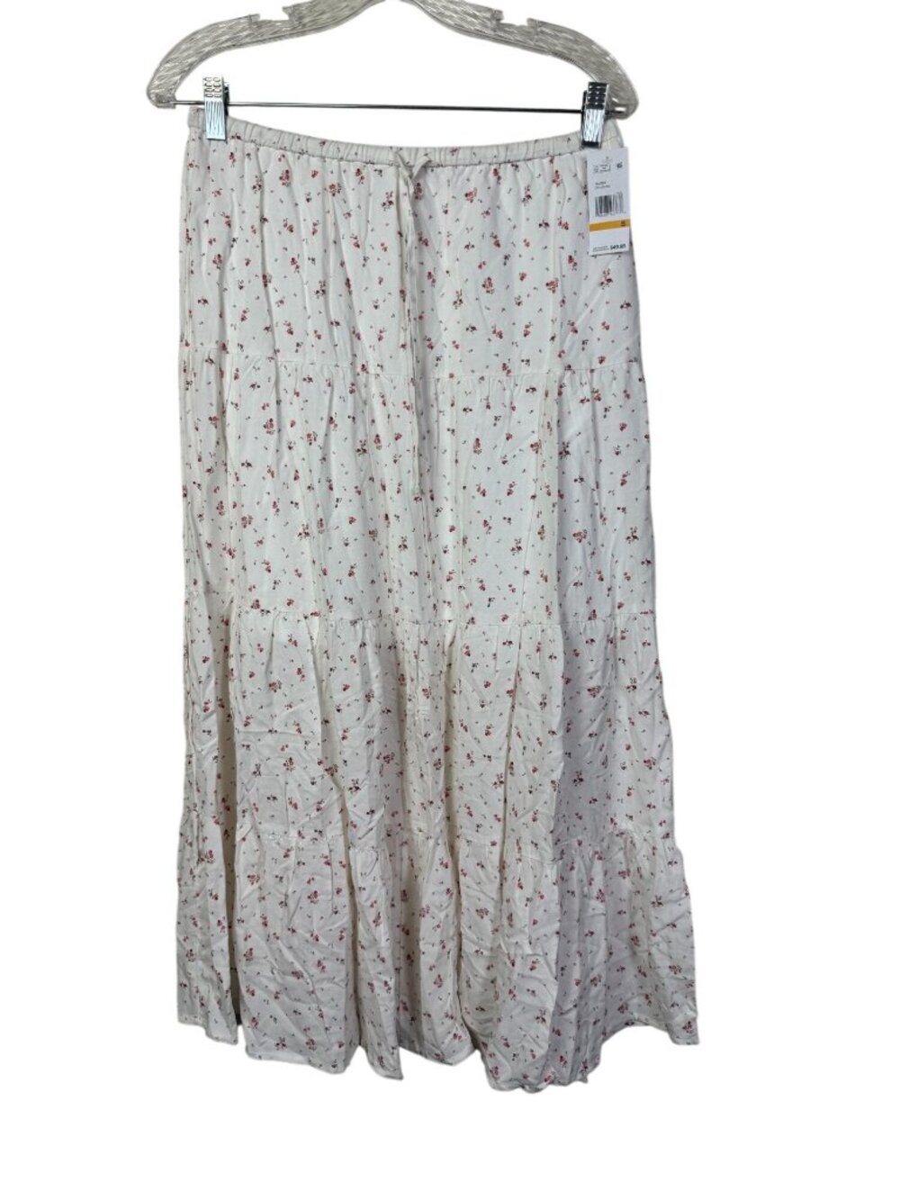 NEW Aeropostale White Floral Tiered Maxi Skirt Small Prairie dainty Cottagecore